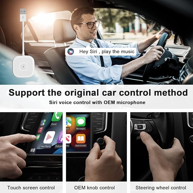 2 in 1 Apple CarPlay / Android Auto Wired to Wireless Car CarPlay Box Adapter(White)