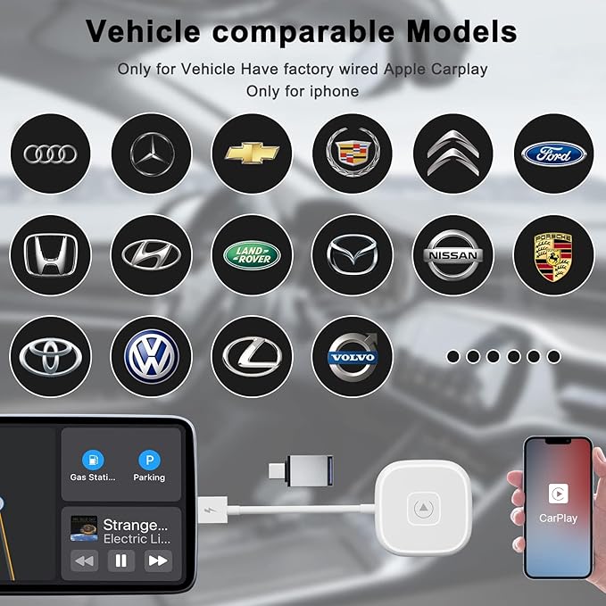 2 in 1 Apple CarPlay / Android Auto Wired to Wireless Car CarPlay Box Adapter(White)